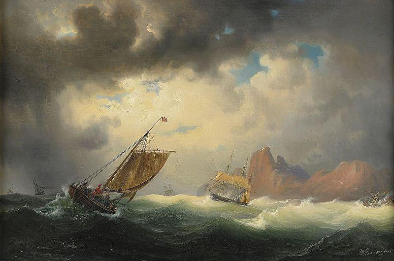 marcus larson Skepp pa stormigt hav oil painting image